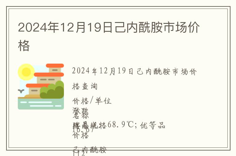 2024年12月19日己內酰胺市場價格