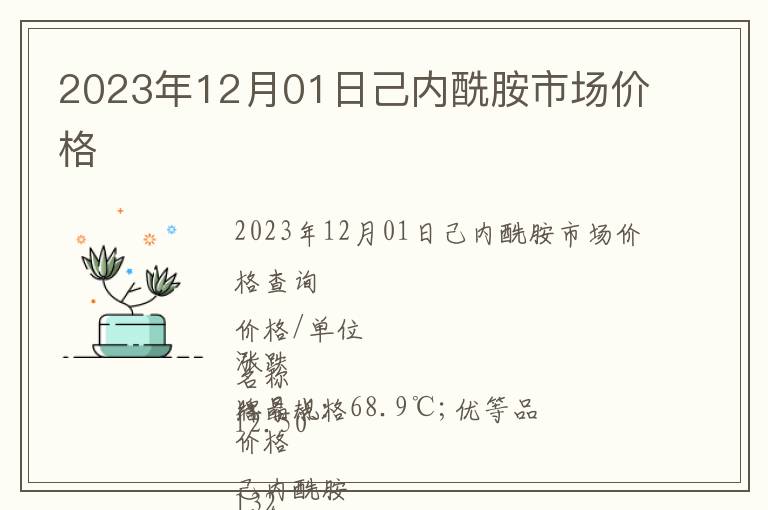 2023年12月01日己內(nèi)酰胺市場(chǎng)價(jià)格