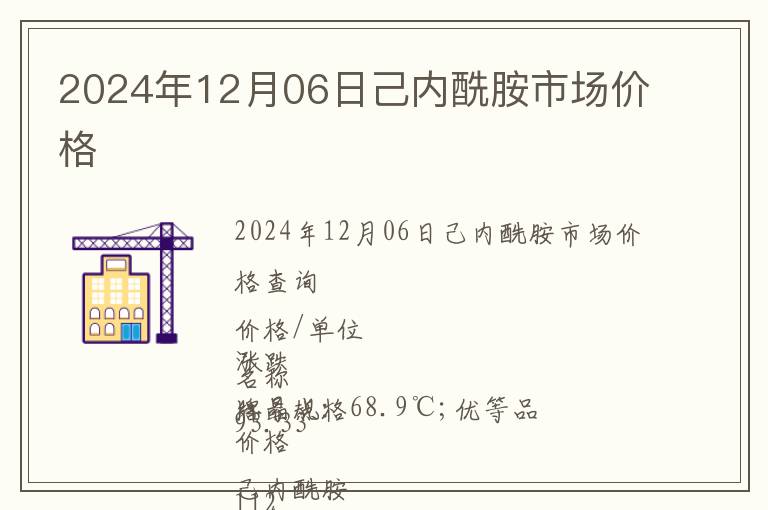 2024年12月06日己內酰胺市場價格