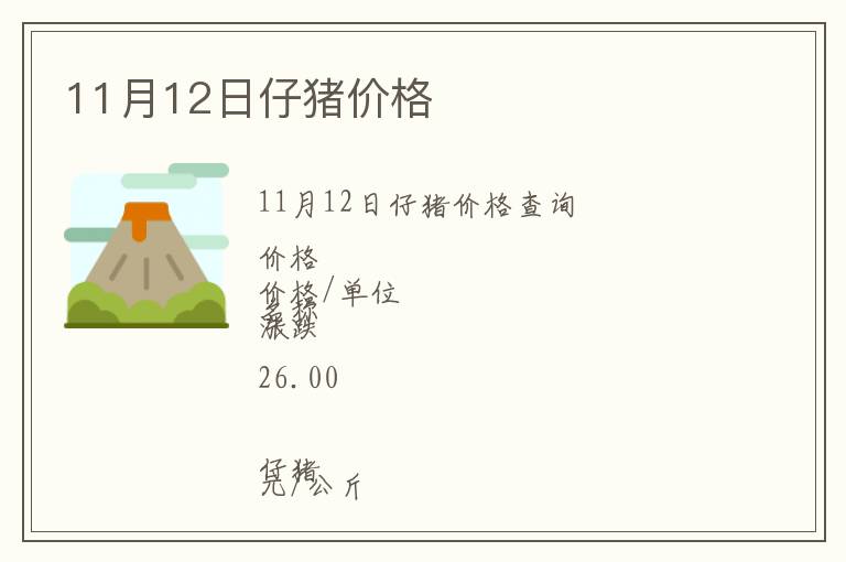 11月12日仔豬價(jià)格