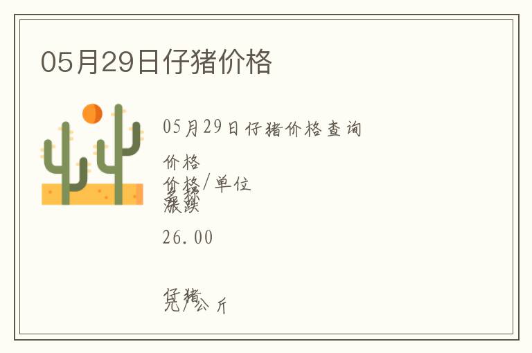 05月29日仔豬價格