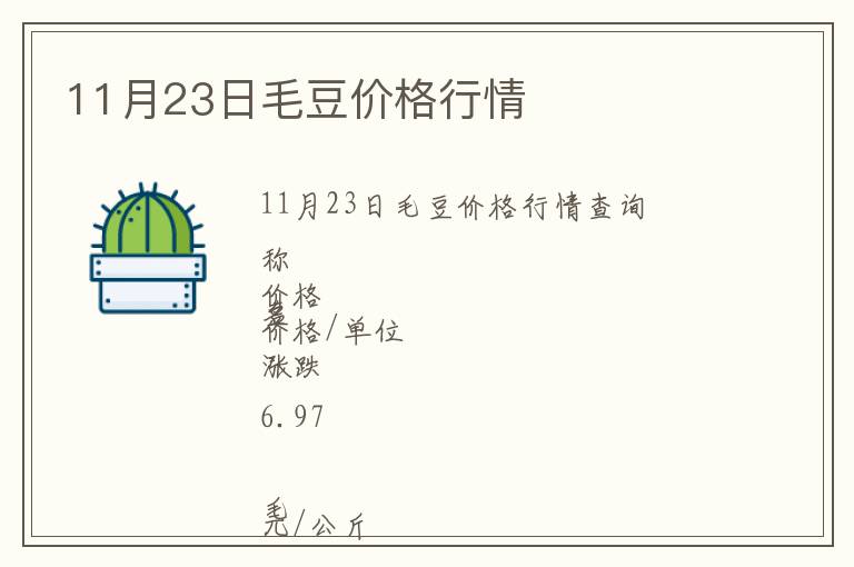 11月23日毛豆價格行情