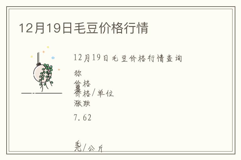 12月19日毛豆價(jià)格行情