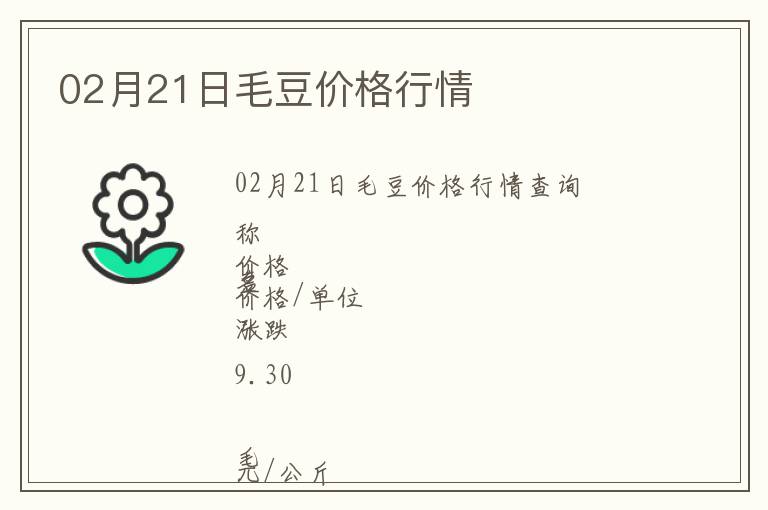 02月21日毛豆價格行情