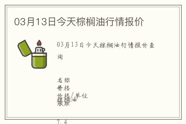 03月13日今天棕櫚油行情報(bào)價(jià)