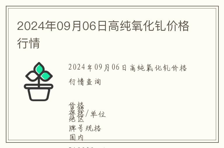2024年09月06日高純氧化釓價格行情