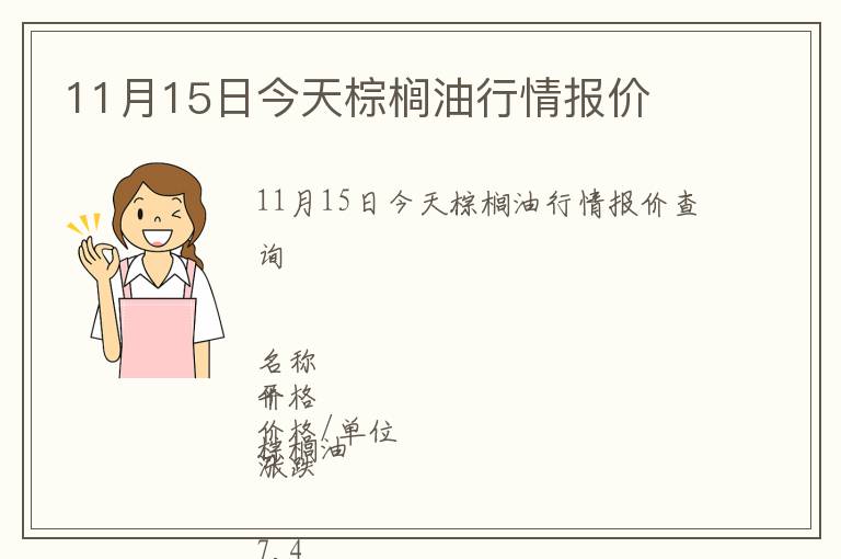 11月15日今天棕櫚油行情報價