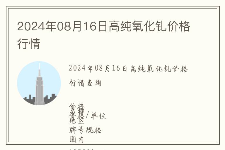 2024年08月16日高純氧化釓價格行情