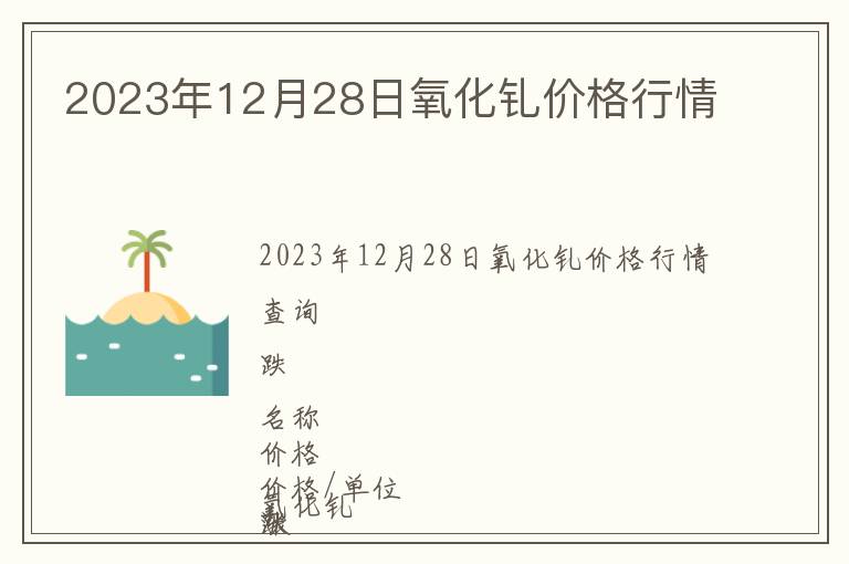 2023年12月28日氧化釓價(jià)格行情