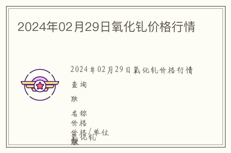 2024年02月29日氧化釓價格行情