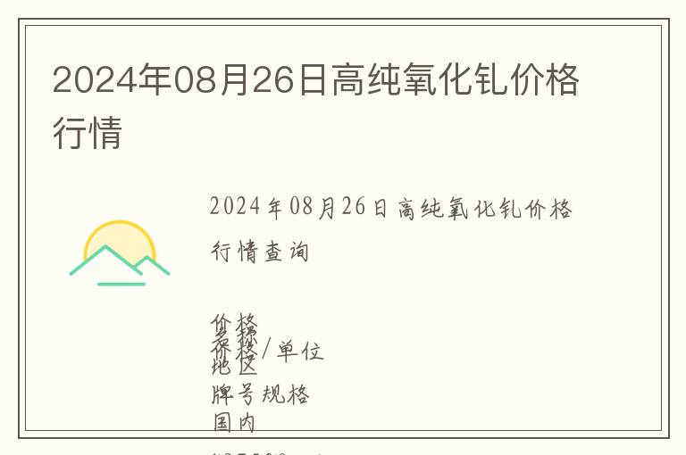 2024年08月26日高純氧化釓價(jià)格行情