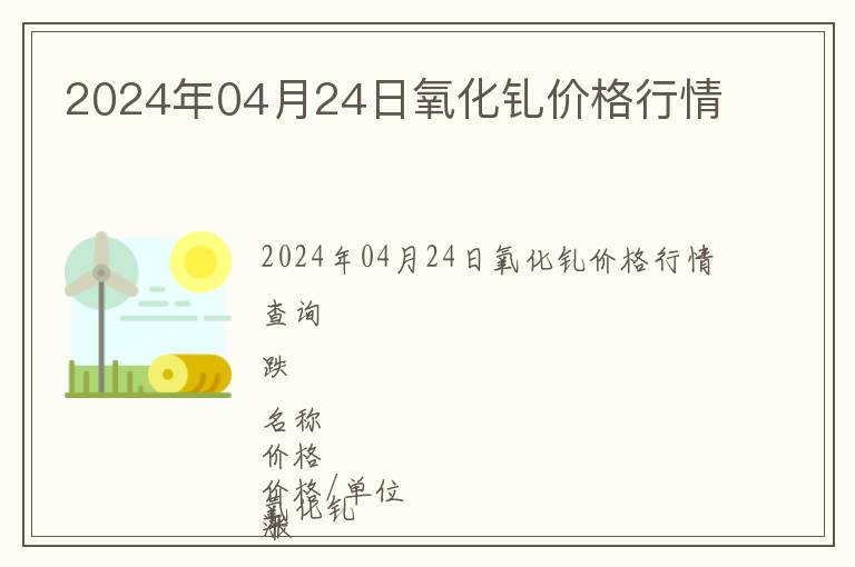 2024年04月24日氧化釓價格行情