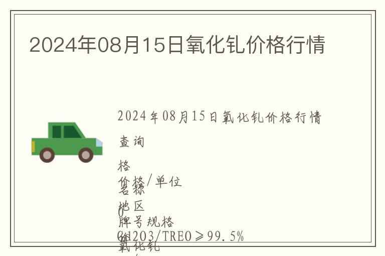 2024年08月15日氧化釓價格行情