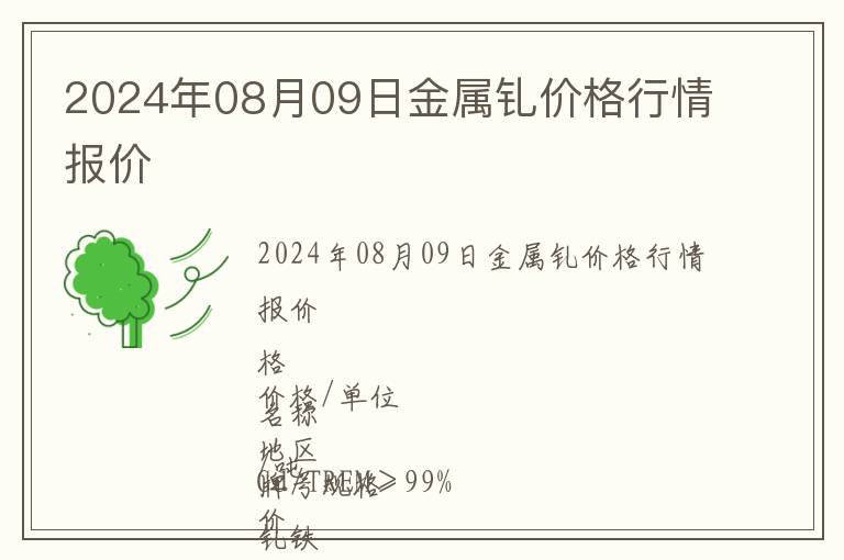 2024年08月09日金屬釓價(jià)格行情報(bào)價(jià)