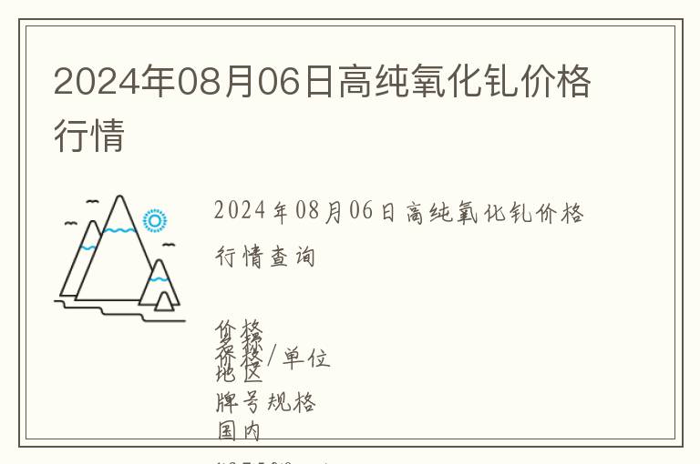 2024年08月06日高純氧化釓價格行情