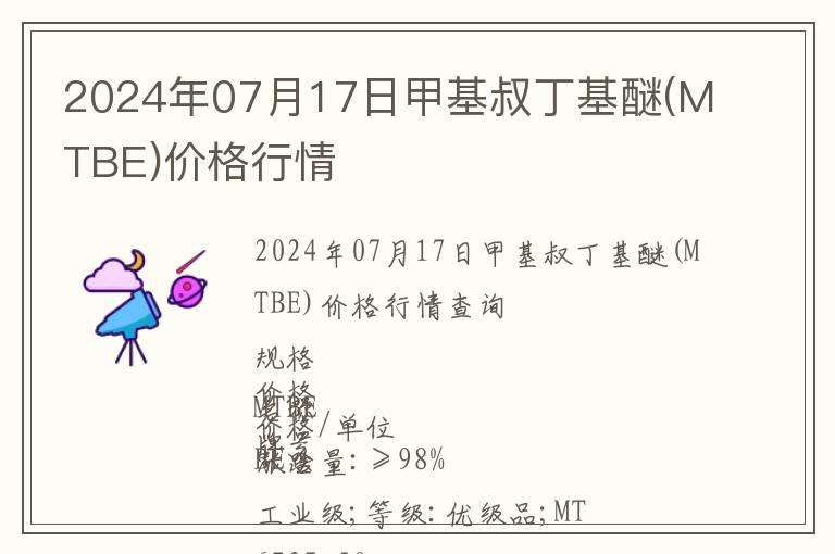2024年07月17日甲基叔丁基醚(MTBE)價格行情