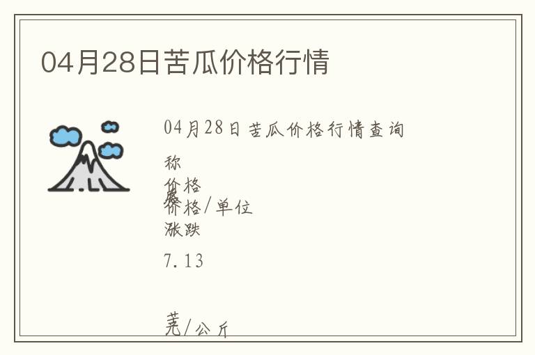 04月28日苦瓜價格行情