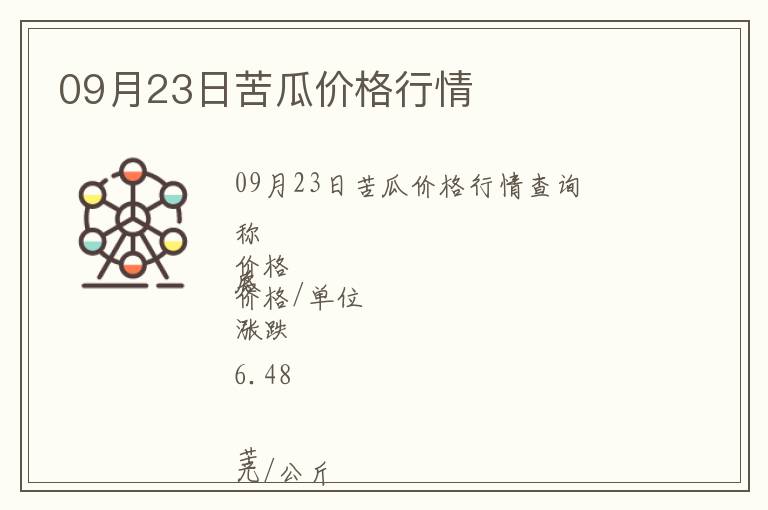 09月23日苦瓜價格行情