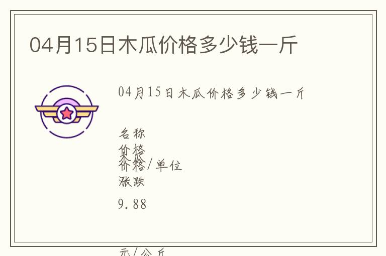 04月15日木瓜價格多少錢一斤