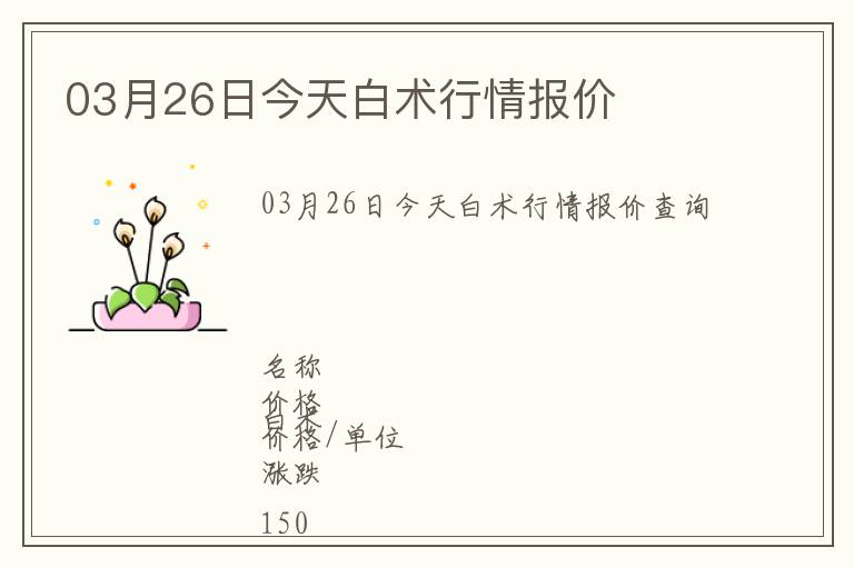 03月26日今天白術(shù)行情報(bào)價(jià)