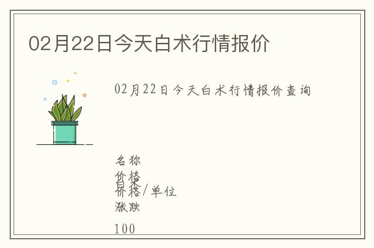 02月22日今天白術(shù)行情報(bào)價(jià)