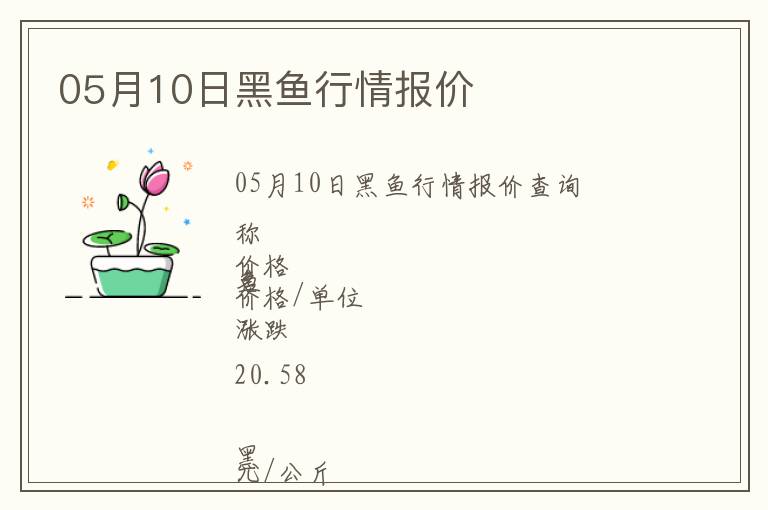 05月10日黑魚行情報(bào)價(jià)