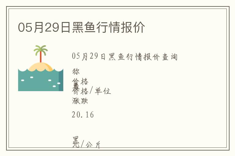 05月29日黑魚行情報價