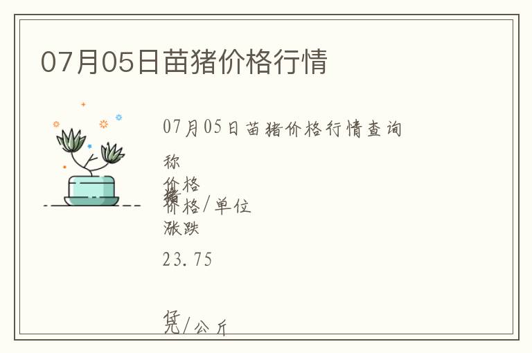 07月05日苗豬價格行情