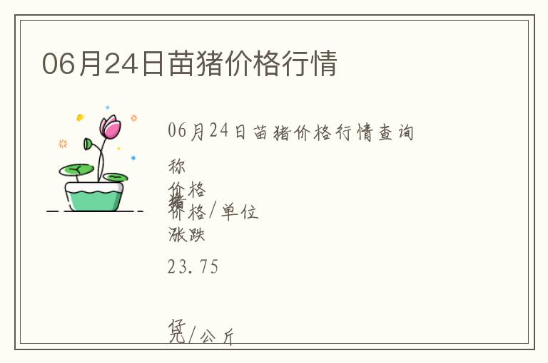 06月24日苗豬價格行情