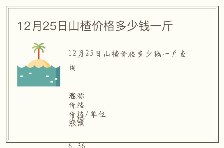 12月25日山楂價格多少錢一斤