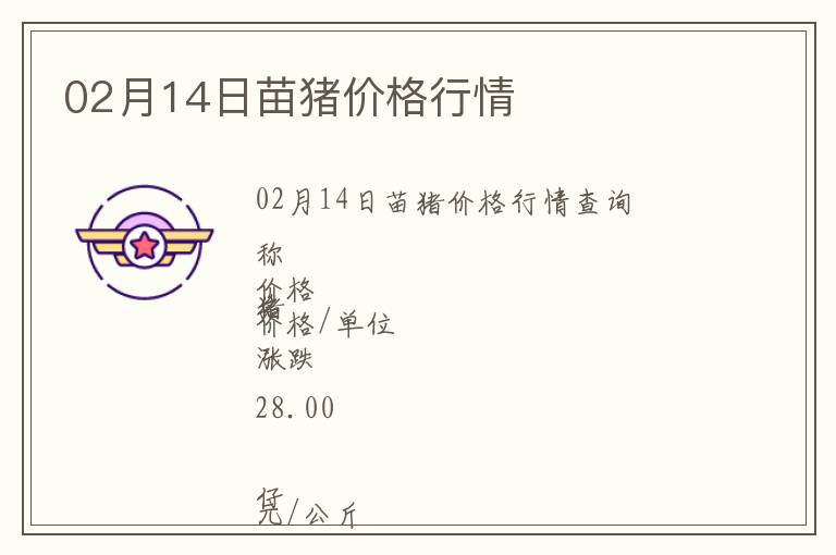 02月14日苗豬價格行情