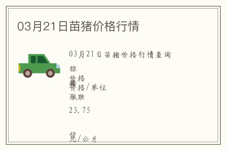 03月21日苗豬價格行情