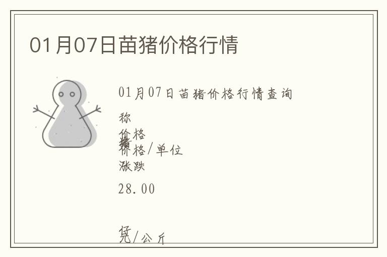 01月07日苗豬價格行情