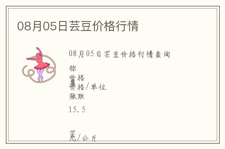 08月05日蕓豆價格行情