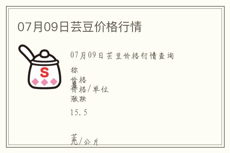 07月09日蕓豆價格行情