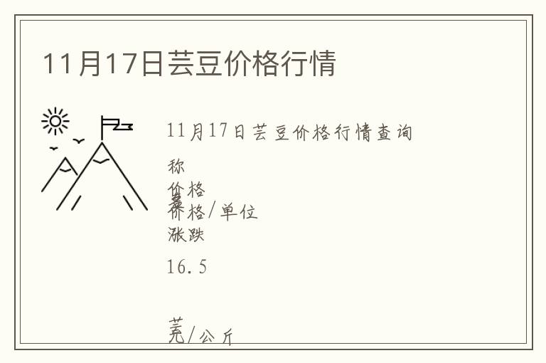 11月17日蕓豆價格行情