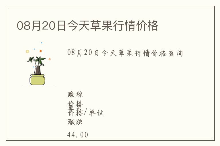 08月20日今天草果行情價格