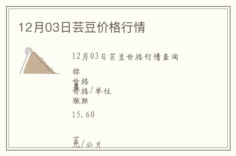 12月03日蕓豆價格行情
