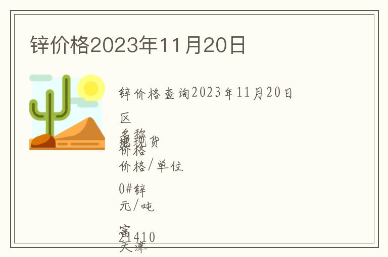 鋅價格2023年11月20日