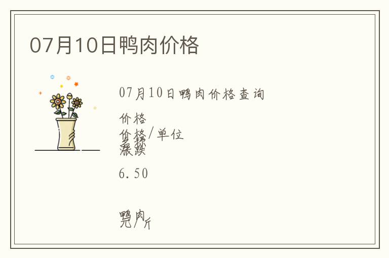 07月10日鴨肉價格