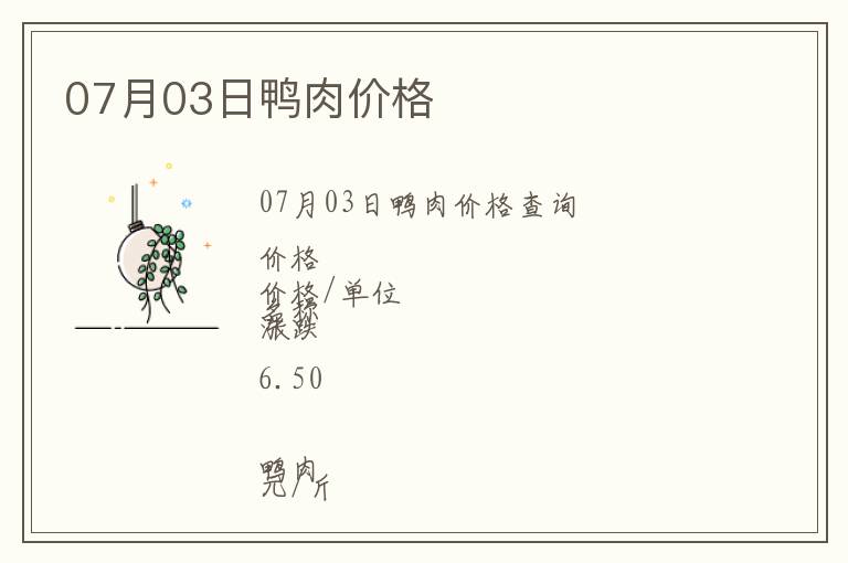 07月03日鴨肉價格