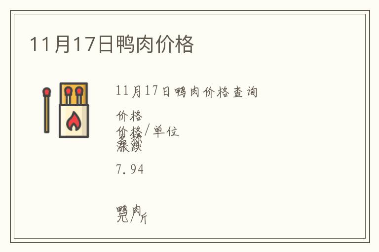 11月17日鴨肉價(jià)格