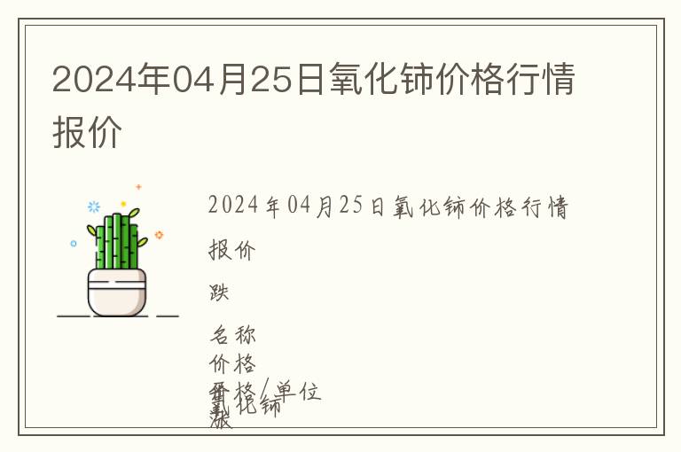 2024年04月25日氧化鈰價(jià)格行情報(bào)價(jià)
