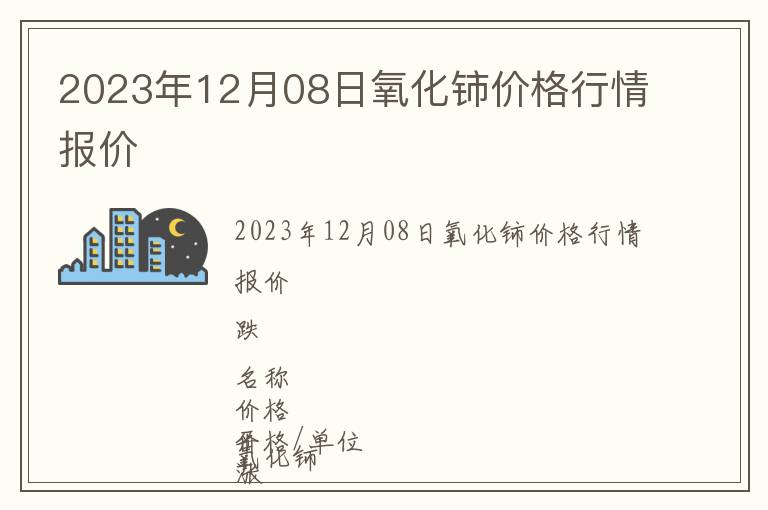 2023年12月08日氧化鈰價格行情報價