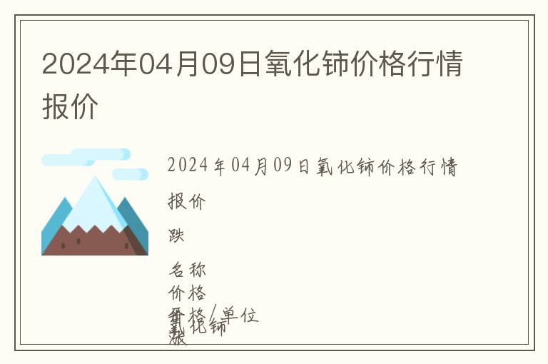 2024年04月09日氧化鈰價格行情報價