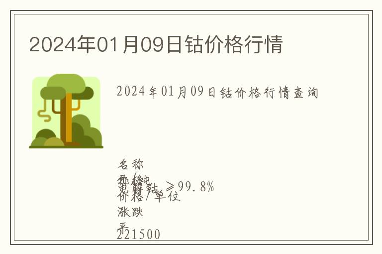 2024年01月09日鈷價(jià)格行情