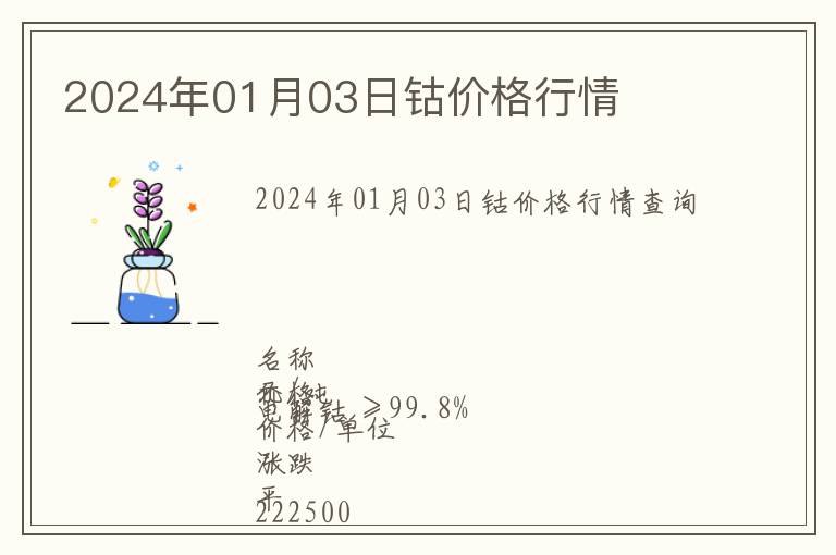 2024年01月03日鈷價格行情