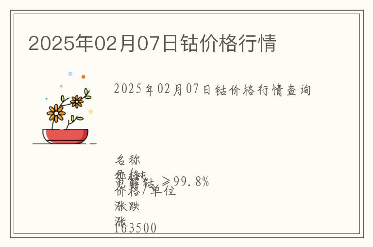 2025年02月07日鈷價(jià)格行情