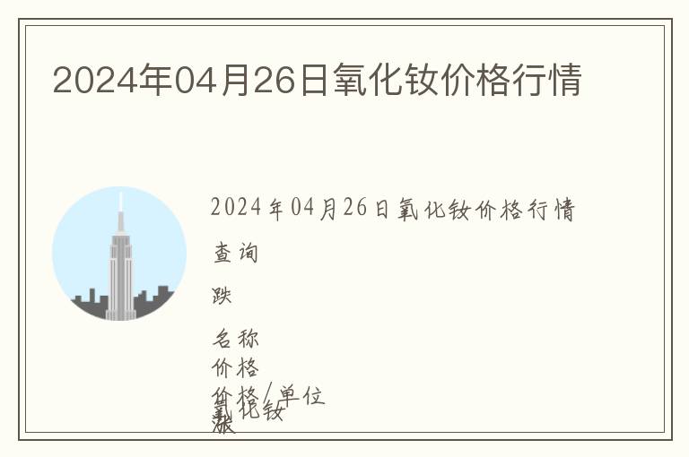 2024年04月26日氧化釹價格行情