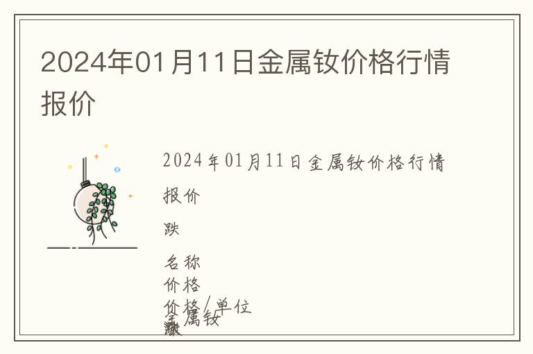 2024年01月11日金屬釹價格行情報價